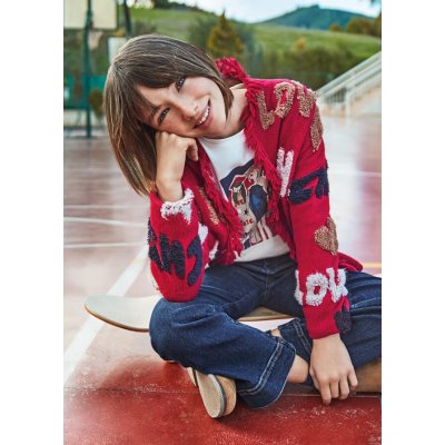 Mayoral svetr s aplikacemi červený – Zboží Dáma