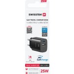 Swissten Síťový Adaptér Edge GaN 1x USB-C PD 25W + 1x USB-A 18W QC Černý – Zboží Živě