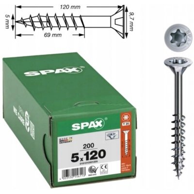 Šrouby Spax 5x120 mm, 200 ks, WIROX 4CUT TXTG T20 – Hledejceny.cz