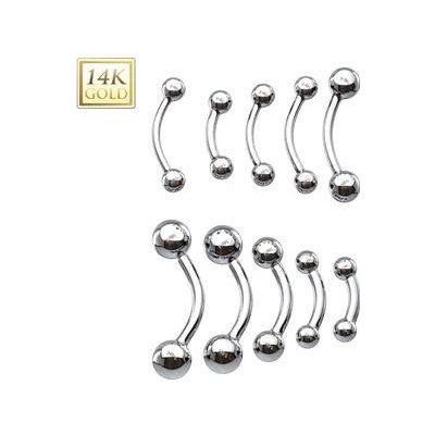 Šperky4U zlatý piercing do obočí kuličky ZL01107-1206-WG