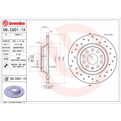 Brzdový kotouč BREMBO 08.C501.1X | Zboží Auto