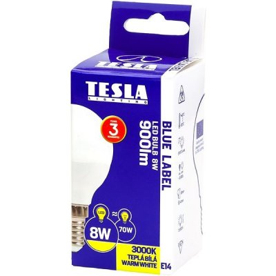 TESLA LED žárovka miniglobe BULB E14, 8W, teplá bílá MG140830-7 – Sleviste.cz