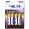 Baterie primární PHILIPS Lithium Ultra AA 4ks Phil-FR6LB4A/10