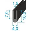 Těsnění válce 00535016 Pryžový profil tvaru "U", 10x4/1,5mm, 60°Sh, EPDM, -40°C/+100°C, černý