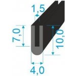 00535016 Pryžový profil tvaru "U", 10x4/1,5mm, 60°Sh, EPDM, -40°C/+100°C, černý – Sleviste.cz