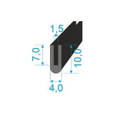 00535016 Pryžový profil tvaru "U", 10x4/1,5mm, 60°Sh, EPDM, -40°C/+100°C, černý – Zbozi.Blesk.cz