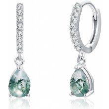 Olivie stříbrné náušnice MECHOVÝ ACHÁT 8395