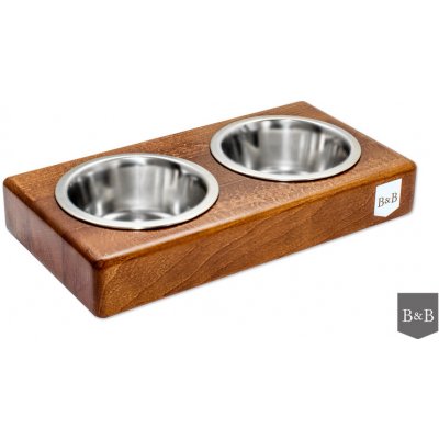 Bowl&Bone Republic Miska pro psa Duo dřevo ořech S 27,5 x 14,5 x 5 cm 230 ml