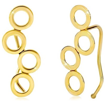 Šperky eshop ve žlutém zlatě čtyři lesklé spojené kruhy háčky GG20.35 – Zboží Mobilmania
