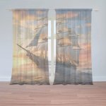 Sablio Záclony Plachetnice ve vlnách při východu slunce: 2ks 150x250cm – Hledejceny.cz