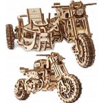 Ugears 3D dřevěné mechanické puzzle UGR-10 Motorka (scrambler) s vozíkem – Zbozi.Blesk.cz