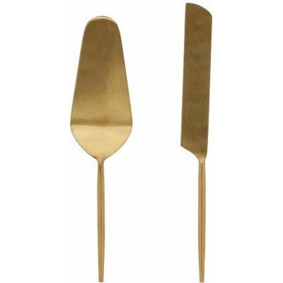 Zlatá kovová servírovací sada dvou příborů na dort Kave Home Lite – Sleviste.cz