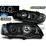 PŘEDNÍ SVĚTLOMETY LAMPY BMW X5, XENON 1999-2003, ANGEL EYES, LED, ČERNÉ BLACK