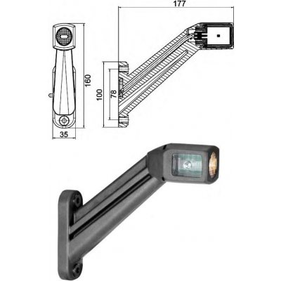 Svítilna poziční - tykadlo p 24v led č/b/o, kabel 0,5m se zástrčkou easyconn 90° 0176380_A, , , | Zboží Auto