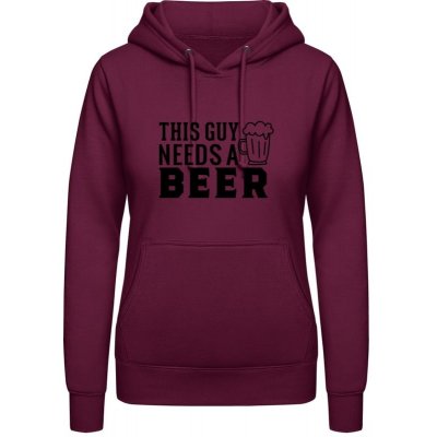 AWDis Hoodie Mikina Nápis Tenhle chlap potřebuje Pivo Purpurovočervená – Zboží Dáma