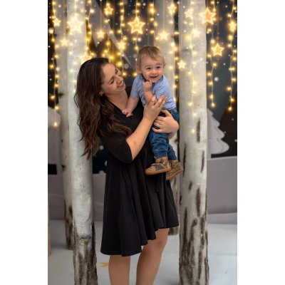 Jsem máma bavlněné kojicí šaty s kapsami 3/4 rukáv černé – Zboží Mobilmania