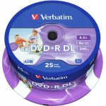 Verbatim DVD+R DL 8,5GB 8x, printable, cakebox, 25ks (43667) – Zboží Živě