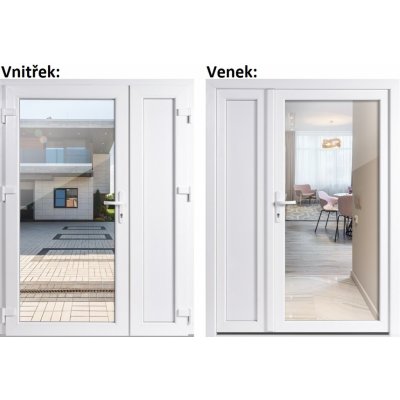 Soft Dvoukřídlé vchodové 3/3 sklo čiré + panel Bílá/bílá levé 150 x 200 cm – Hledejceny.cz