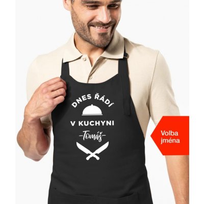 Kariban HobbyTriko Zástěra pro muže se jménem Dnes řádí v kuchyni.. Černá – Hledejceny.cz