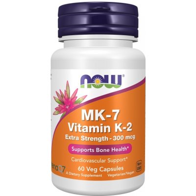Now Foods Vitamín K2 MK-7 300 mcg Extra Strength 60 veg kapslí – Hledejceny.cz