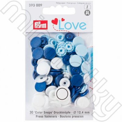 Patentky Prym Love kulaté - bílé, světle modré, tmavě modré – Zboží Dáma