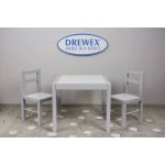 Drewex dřevěný stůl a dvě židličky bílá/šedá – Hledejceny.cz