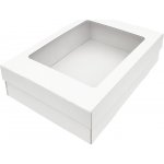 Dárková krabička 330x230x90/40 mm, dno+víko s průhledným okénkem, bílá – Zboží Dáma