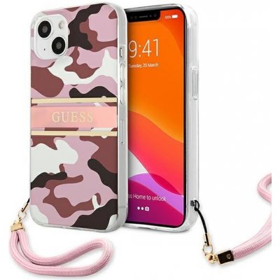 Pouzdro Guess iPhone 13 Camo Strap Collection růžové – Hledejceny.cz