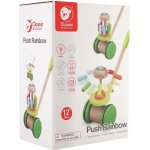 Teddies strkadlo kolotoč tlačící duhový dřevo 50cm na kolečkách s tyčkou v krabici 20x29x14cm – Zbozi.Blesk.cz