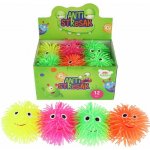 Teddies Míček chlupatý antistresový mačkací silikon 8cm na baterie se světlem 4 barvy v sáčku 12ks v boxu – Zboží Mobilmania