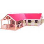Kids Globe 610210 Stodola se stájemi pro koně a růžovou střechou 1:24 – Sleviste.cz