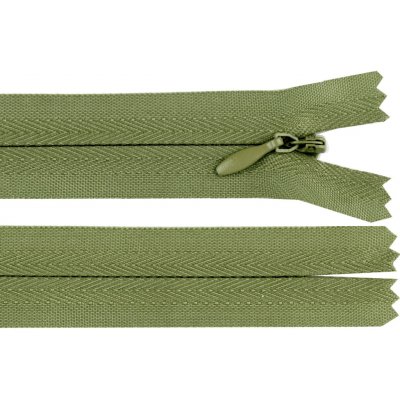 Spirálový zip skrytý šíře 3 mm, délka 50 cm - khaki – Hledejceny.cz