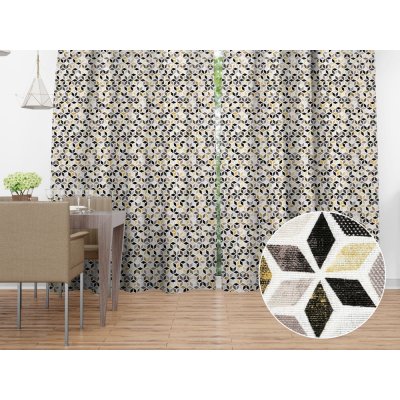 Biante Dekorační závěs Leona LN-065 Zlato-černá mozaika 130x140 cm – Zboží Mobilmania