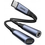 Joyroom SY-C02 adaptér 2v1 rozbočovač USB-C na 1x USB-C/1x Jack 3.5mm - Black – Hledejceny.cz