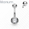 Piercing Šperky4U piercing do pupíku vnitřní závit čirý zirkon titan TIT1009-160846