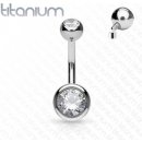 Šperky4U piercing do pupíku vnitřní závit čirý zirkon titan TIT1009-160846