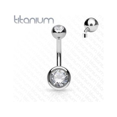 Šperky4U piercing do pupíku vnitřní závit čirý zirkon titan TIT1009-160846
