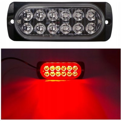 Obrysová stroboskopická lampa 12xLED 12V 24V ČERVENÁ p/mg | Zboží Auto