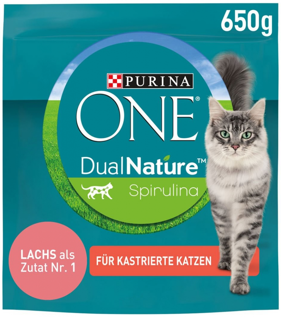 Purina ONE Dual Nature pro kastrované kočky losos se spirulinou 650 g