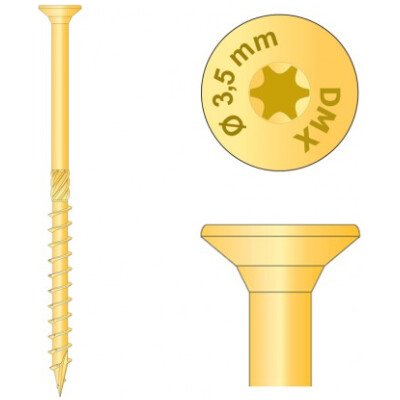 Konstrukční tesařský vrut 3,5x30mm TORX T15 Zn zápustná hlava, 200ks – Hledejceny.cz