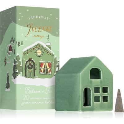 Paddywax Ceramic Village Balsam & Fir kadidlo 20 ks + Green Cottage Incense Holder – Sleviste.cz
