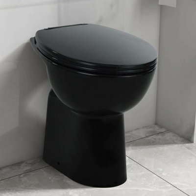 OMAXI Bezrámová toaleta, 7 cm navýšená výška, pomalé zavírání, keramická černá 021019 – Zboží Mobilmania