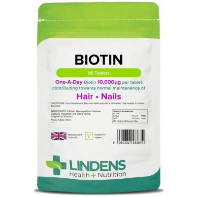 LINDENS Health + Nutrition Biotin 10 mg 90 tablet – Hledejceny.cz