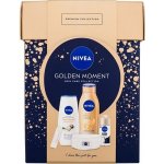 Nivea Golden Moment dámské tělové mléko Q10 Firming Bronze 400 ml + sprchový gel Shea Butter & Botanical Oil 250 ml + antiperspirant roll-on Black & White Invisible Silky Smooth 50 ml + balzám na rty – Sleviste.cz