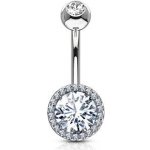 Šperky4U piercing do pupíku s čirými zirkony WP0015-C – Zboží Dáma