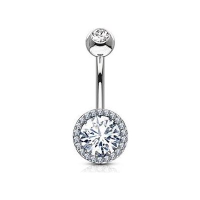 Šperky4U piercing do pupíku s čirými zirkony WP0015-C – Zboží Dáma