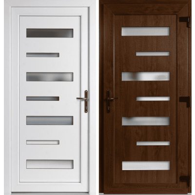 OknaDvereNaMiru.cz Vchodové plastové dveře 6100 zlatý dub / bílá pravé otevírání ven 88 x 198 cm – Hledejceny.cz