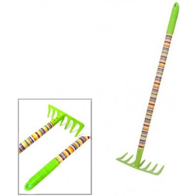 Kinekus KIN708307184 hrábě dětské kovové 7zubové drev nasada fareb pruhy 63 cm – Hledejceny.cz