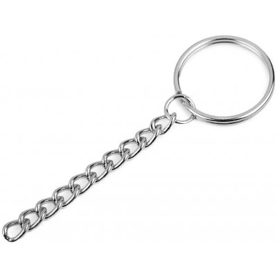 Prima-obchod Kroužek na klíče Ø25 mm s řetízkem, barva 5 nikl bez spojovacího kroužku – Zboží Mobilmania
