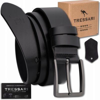 Kožený opasek pánský černý TRESSARI k džínám pravá kůže 100% – Zboží Dáma